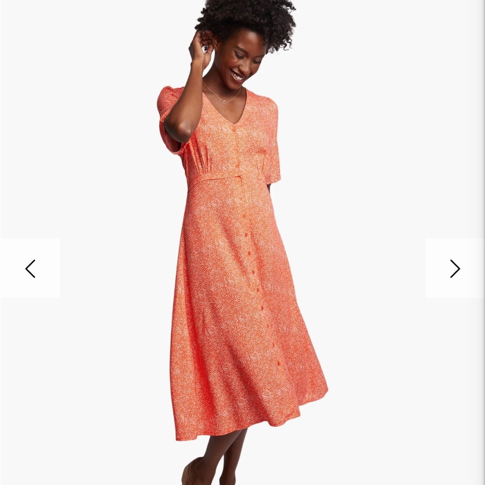 Red Button-Down Midi Dress